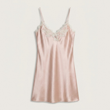 Spaghetti Strap Satin Lace Nightgown - Pink
