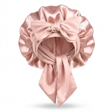Bonnet en satin avec nœud - Noir