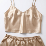 Satin Cami Short Pajama Set - Champagne