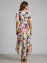 Robe midi col en V été femme