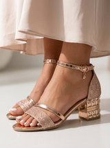 Sandalias de tacón ancho con correa al tobillo para mujer