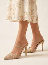 Tacones de malla bordada para mujer