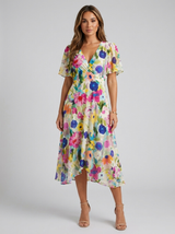 Robe midi col en V été femme