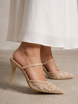 Tacones de malla bordada para mujer