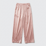 Conjunto de pijama de satén de seda para mujer manga larga con botones rosa