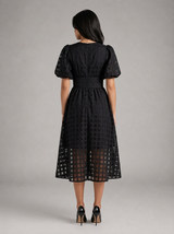 Puff Sleeve Midi Dress Cocktail Women