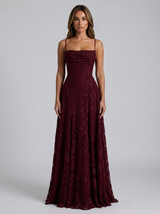 Robe longue sculptée texturée fleurie invitée mariage