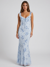 Floral Ruffle Strap Maxi Dress Summer Women