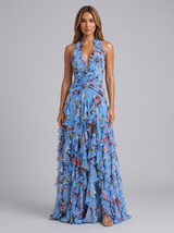 Vestido maxi halter floral para invitada de boda
