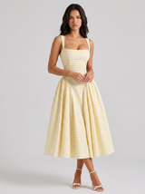 Vestido midi con falda completa de cuadros vichy para mujer de verano