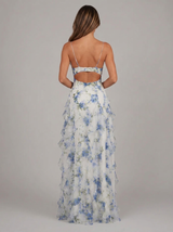 Floral Chiffon Look Ruffle Maxi Dress Summer Women