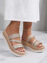 Sandalias de plataforma con brillo para mujer
