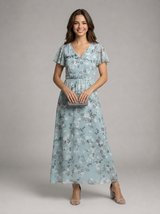 Floral Chiffon Feel Maxi Dress Summer Women