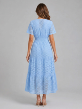 Robe midi ligne A en mélange coton œillet été femme