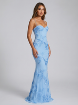 Robe longue corset fleurie invitée mariage