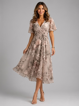Robe midi col en V été femme