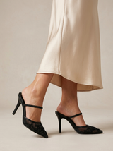 Tacones de malla bordada para mujer