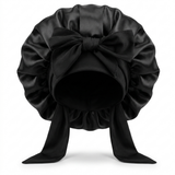 Bonnet en satin avec nœud - Noir
