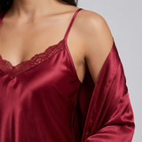 2-Piece Satin Chemise Nightgown & Robe Set - Pink