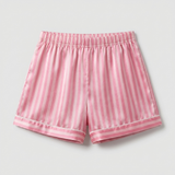 Pyjama femme en soie rayé manches courtes rayures roses