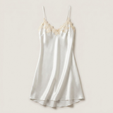 Spaghetti Strap Satin Lace Nightgown - Pink