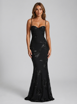 Robe longue corset fleurie invitée mariage