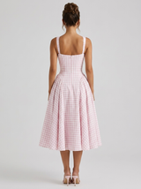 Vestido midi con falda completa de cuadros vichy para mujer de verano