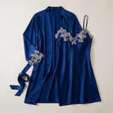 Satin Lace Nightgown & Robe Set - Pink