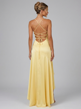 Vestido maxi asimétrico con tirantes y abertura en el muslo para mujer de noche