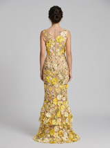 Floral 3D Applique Midi Dress Wedding Guest