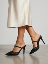 Tacones de malla bordada para mujer