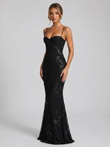 Robe longue corset fleurie invitée mariage