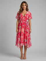 Robe midi col en V été femme