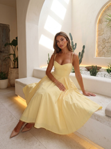 Robe midi corset jupe pleine cocktail femme