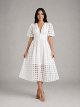 Puff Sleeve Midi Dress Cocktail Women