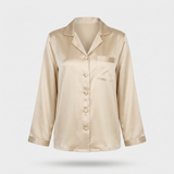 Pyjama en satin de soie femme manches longues boutonné champagne