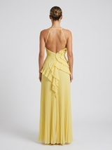 Robe longue plissée à volants dos nu invitée mariage