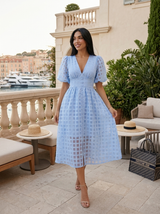 Puff Sleeve Midi Dress Cocktail Women