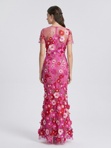 Floral 3D Applique Midi Dress Wedding Guest