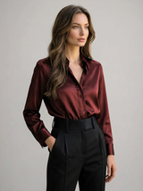 Women’s Satin Feel Long Sleeve Blouse