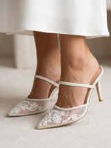 Tacones de malla bordada para mujer