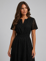 Robe midi ligne A en mélange coton œillet été femme