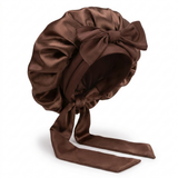 Bonnet en satin avec nœud - Noir