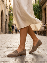 Mocasines de cuero con punta puntiaguda para mujer