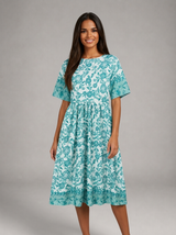 Robe midi à col en V fleurie pour été femme