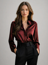 Women’s Satin Feel Long Sleeve Blouse