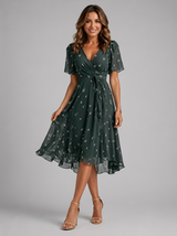 Robe midi col en V été femme