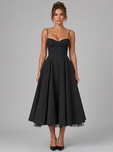 Robe midi corset jupe pleine cocktail femme