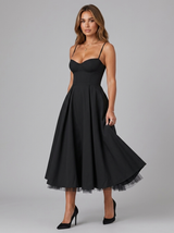 Robe midi corset jupe pleine cocktail femme