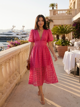 Puff Sleeve Midi Dress Cocktail Women
